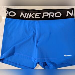 NWT Nike Pro Blue Athletic Compression Shorts with Black Waistband